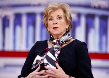 Linda McMahon speaks during the Republican National Convention.