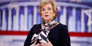 Linda McMahon speaks during the Republican National Convention.