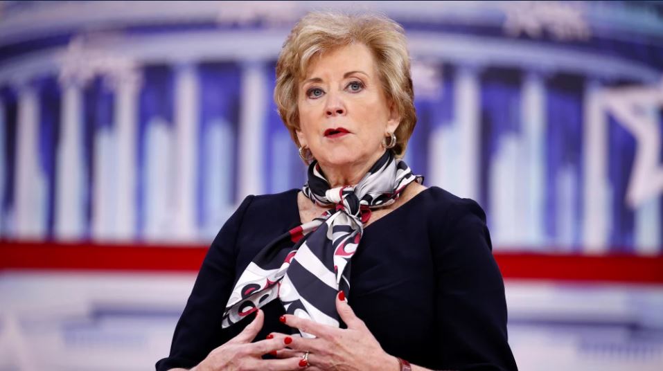 Linda McMahon speaks during the Republican National Convention.