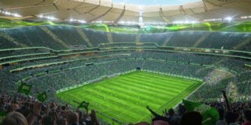 The King Salman Stadium in Riyadh, designed by renowned architectural firm Populous.