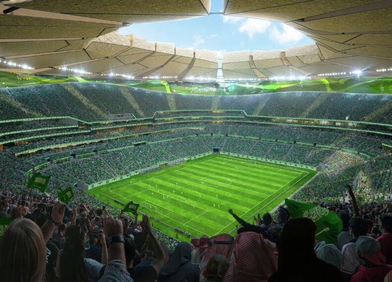 The King Salman Stadium in Riyadh, designed by renowned architectural firm Populous.