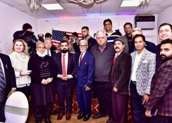 At a victory party hosted by the Pakistani-American Republican Party in Brooklyn.