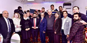 At a victory party hosted by the Pakistani-American Republican Party in Brooklyn.