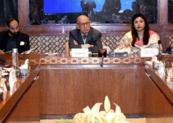 Senator Irfanul Haq Siddiqui presides over a meeting of the Senate Standing Committee on Foreign Affairs.