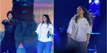 Deepika made her first public appearance at music sensation Diljit Dosanjh’s Dil-Luminati concert.