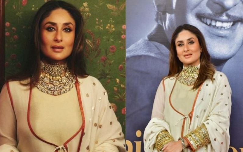 Kareena Kapoor wore a beautiful kurta set from Iqbal Hussain's collection.