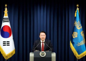South Korean President Yoon Suk Yeol delivers a speech to declare martial law in Seoul, South Korea,