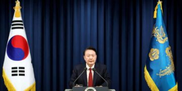 South Korean President Yoon Suk Yeol delivers a speech to declare martial law in Seoul, South Korea,