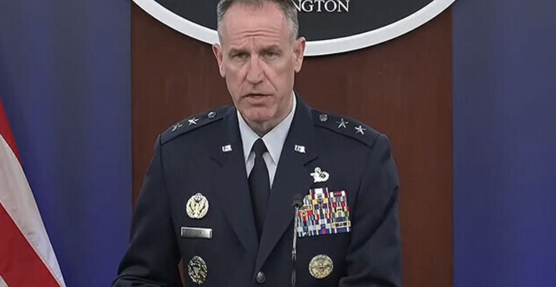 Maj-Gen Pat Ryder during his press briefing at the Pentagon.