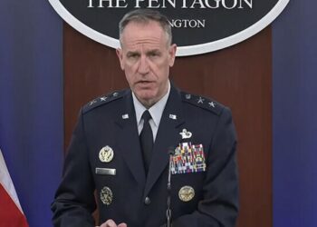 Maj-Gen Pat Ryder during his press briefing at the Pentagon.