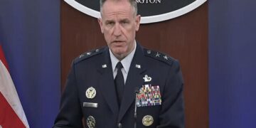 Maj-Gen Pat Ryder during his press briefing at the Pentagon.