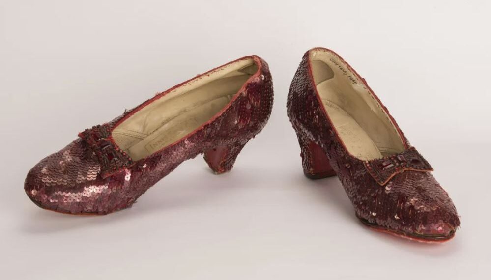 A pair of ruby slippers featured in the classic 1939 film "The Wizard of Oz" are pictured in 2018.