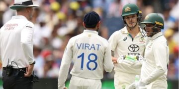 India’s Virat Kohli may face sanction after a heated physical clash with Australian debutant Sam Konstas.