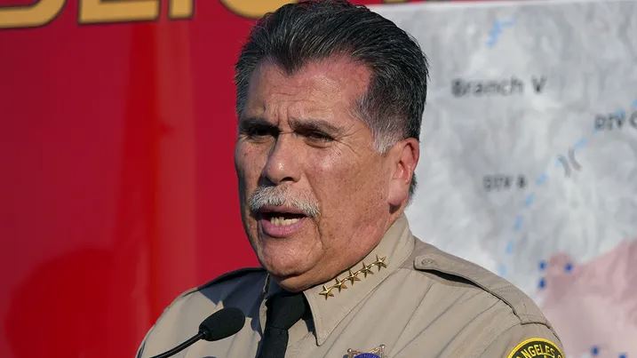 los angeles county sheriff robert luna speaks during an eaton fire press conference