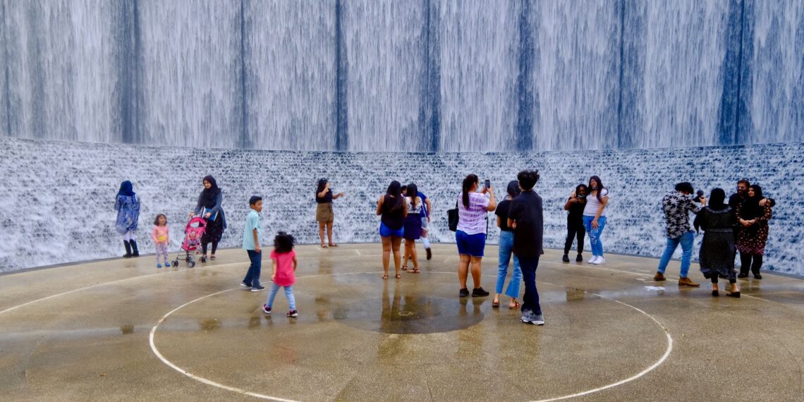 The Gerald D. Hines Waterwall in Houston stands as a stunning tribute to the beauty and power of water.
