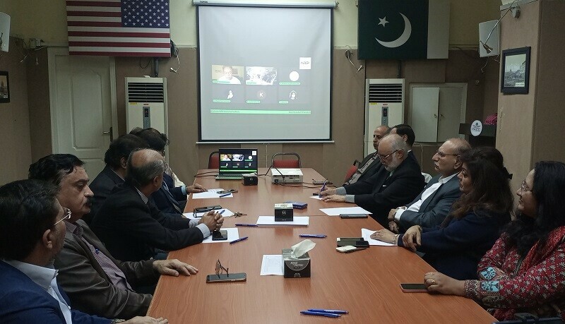 Participants at a meeting held at the Pak American Cultural Centre in Karachi .