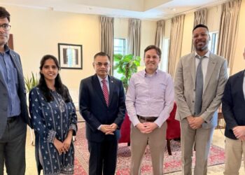 Saeed Sheikh with U.S. Consul General Scott Urbom and senior U.S. Consulate officials.